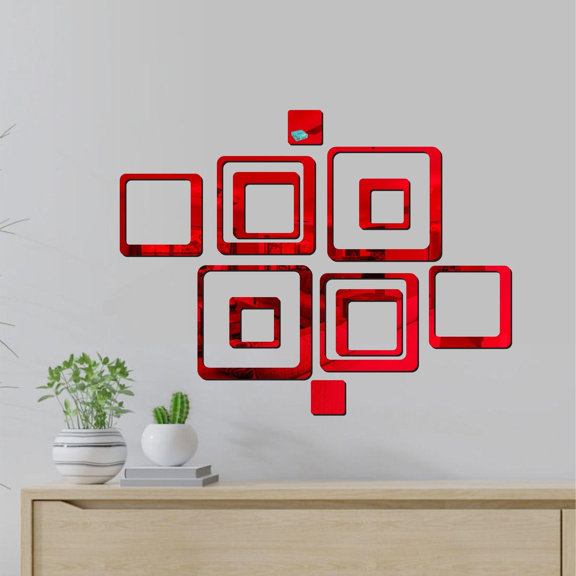 Red wall mirror sticker